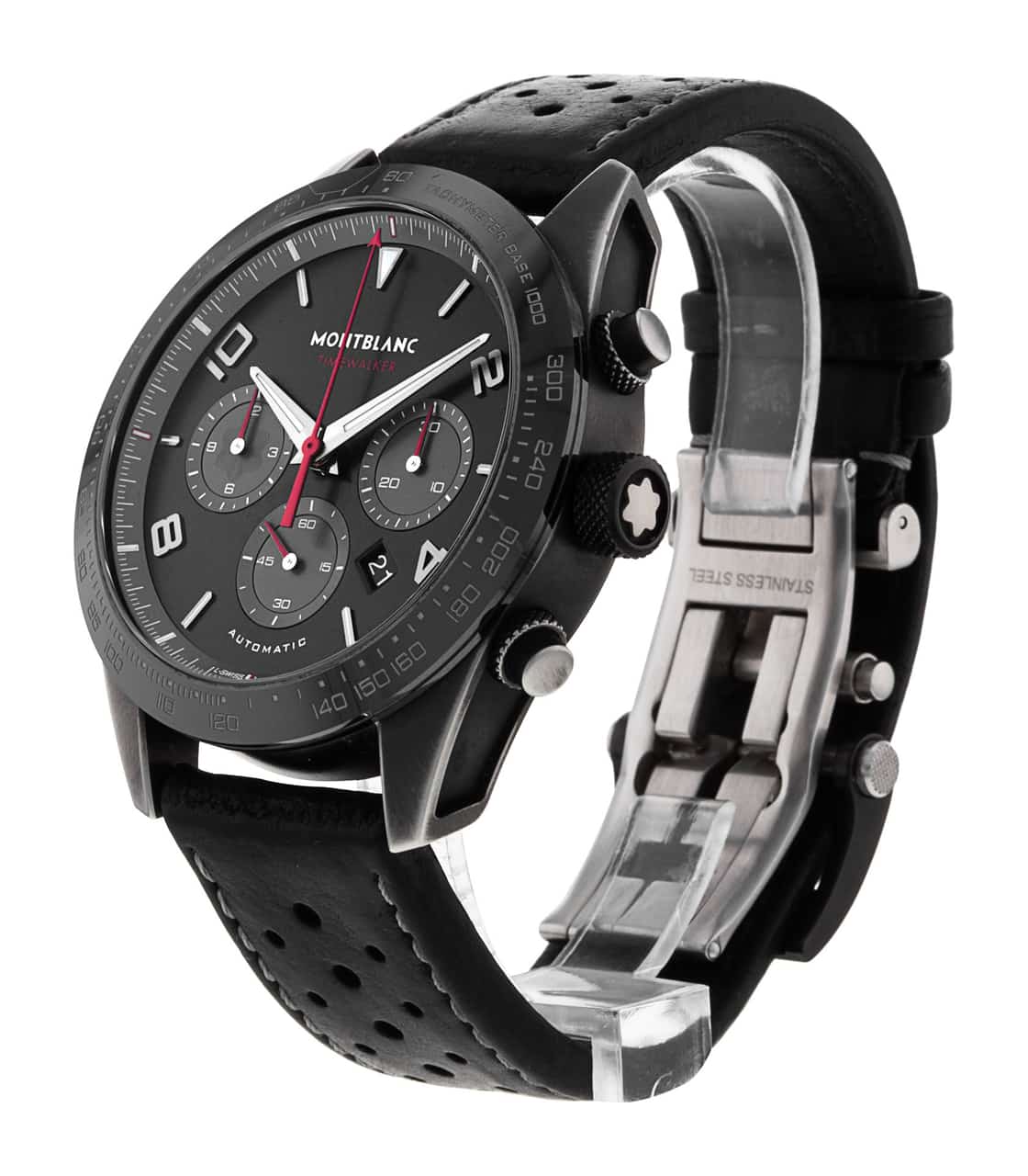 Montblanc TimeWalker Black Arabic Dial Leather Strap
